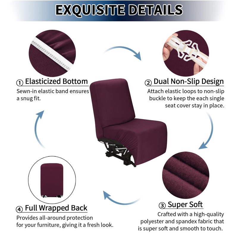 PureFit Additional Seat Cover for Reclining Couch Covers, Super Stretch