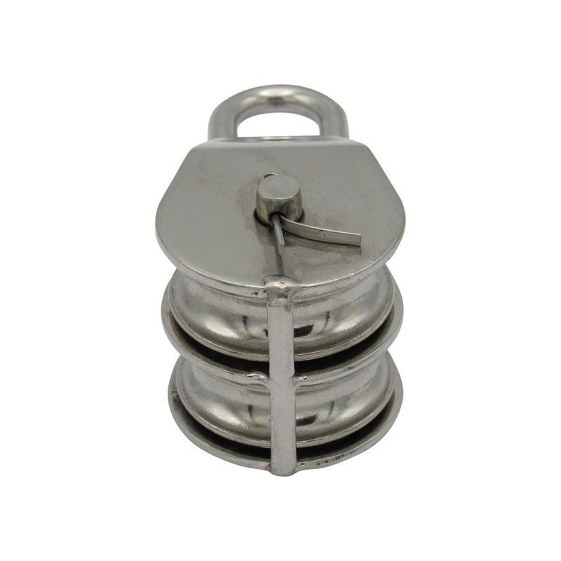 Stainless Steel Double Pulley Block 32MM (Wheel Swivel Eye Rope)
