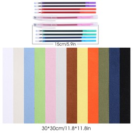 Fabric for Embroidery with Water-Soluble Pens for Embroidery Projects and Upholstery Decoration, 11.8 by 11.8-Inch (24pcs)