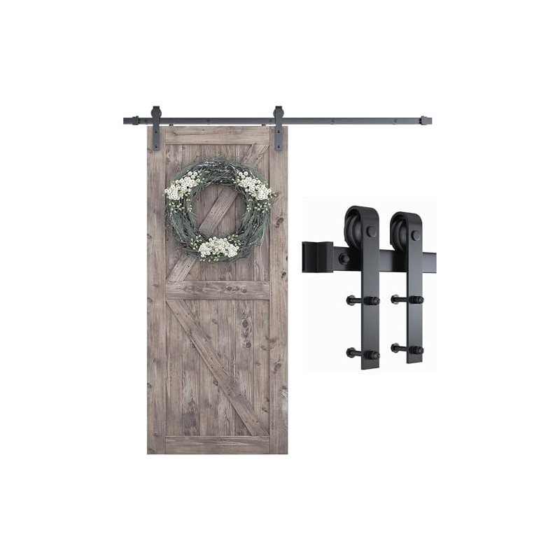 SMARTSTANDARD 6.8FT Barn Door Hardware Kit, Sliding Barn Door Track