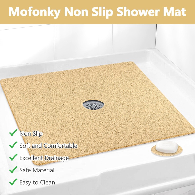 Mofonky Shower Mat Non Slip: 31 x 31 Inch Extra