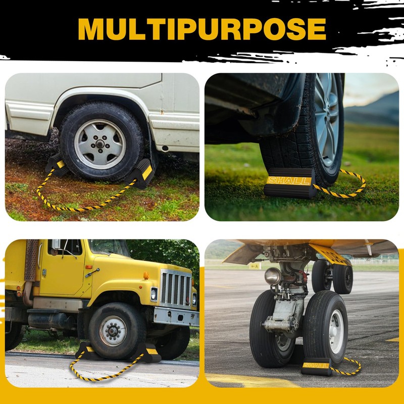 SHALL Wheel Chocks, Heavy Duty Rubber Wheel Chocks with 3