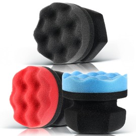 3 Pieces Tire Shine Applicator Pads - Dressing Sponge Foam Gel Wet Car Detailing Reusable Cleaning Supplies (Black, Red, Blue, 3.15 Inch)