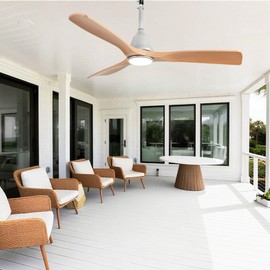 Depuley Plug-in Ceiling Fans with Light: 52 Inch Outdoor Ceiling Fans with Remote/APP Control - 6 Speed Reversible LED Gazebo Fans - 3 Blades Wood Outdoor Hanging Ceiling Fan for Bedroom Patio