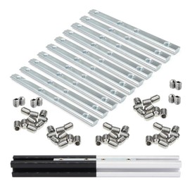 Pack of 10 Straight Line Inside Connector Joint Bracket Length 100 mm with M5 Screws for 6 mm T Slot Aluminium Extrusion Profile 2020 Series Silver
