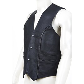 starlingukpk Mens Classic Real Leather Vest/Motorbike Vest/Motorbike Waist Coat. (Large)