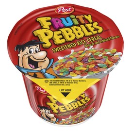 Post Fruity PEBBLES Breakfast Cereal, Portable Individual Cereal Cups To Go, Gluten Free Cereal, 2.0-Ounce (Pack of 12) (PP-GRCE33476)