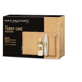 Max Factor, Gift Box for Women Teddy Chic Soft Teddy Fabric Clutch Bag with Miracle Pure Serum + False Lash Effect Lash Serum
