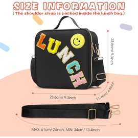 Insulated Lunch Bag Women Lunch Box Kids for Teen Girls Boys, Cute Preppy Lunch Boxes with Adjustable Shoulder Strap, Waterproof Nylon Lunchbox Lunch Bags for School Work Picnic