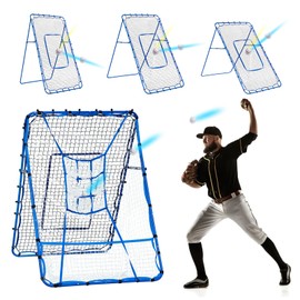 6×4FT 7×4FT Baseball Pitching Rebounder Net, 9 Hole Batting Target Softball Training Hitting Nets with Strike Zone, Adjustable Bounce Rebound Pitch Back Trainer Net, Practice Equipment for Backyard