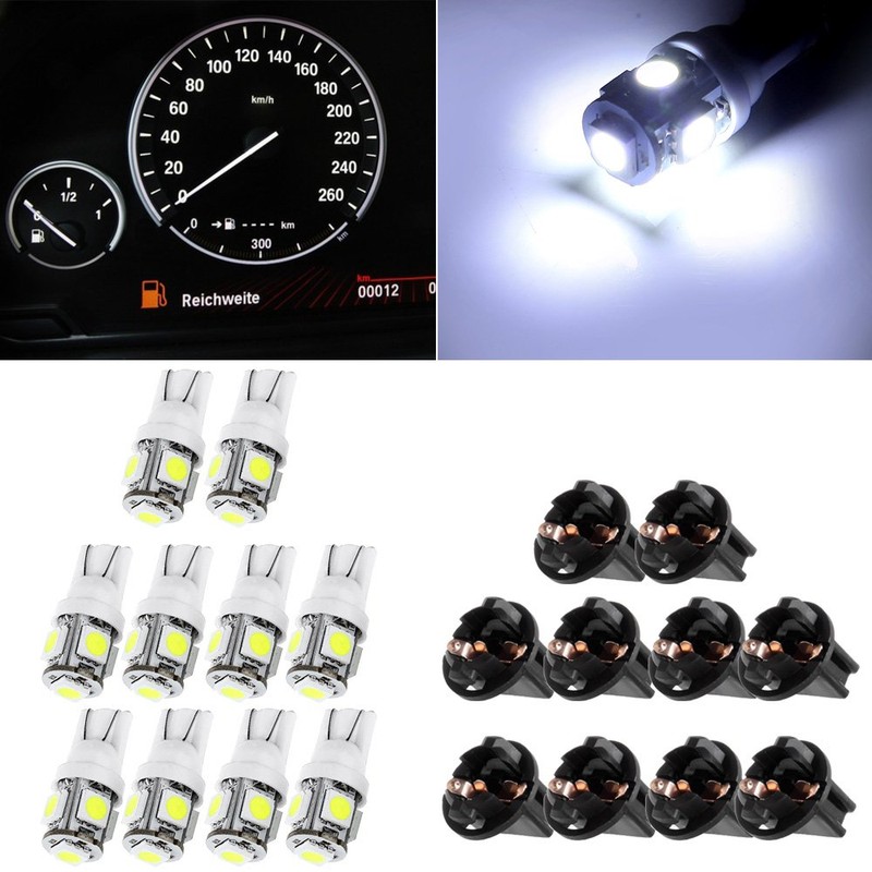 cciyu (10) T10 5-5050-SMD PC194 LED Bulb Instrument Panel Cluster