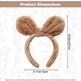 JazSwirl Bunny Ears Headband, Rabbit Ears Headband for Women, Easter Bunny Ears Hair Headbands Bunny Ears Easter Headbands (Brown)