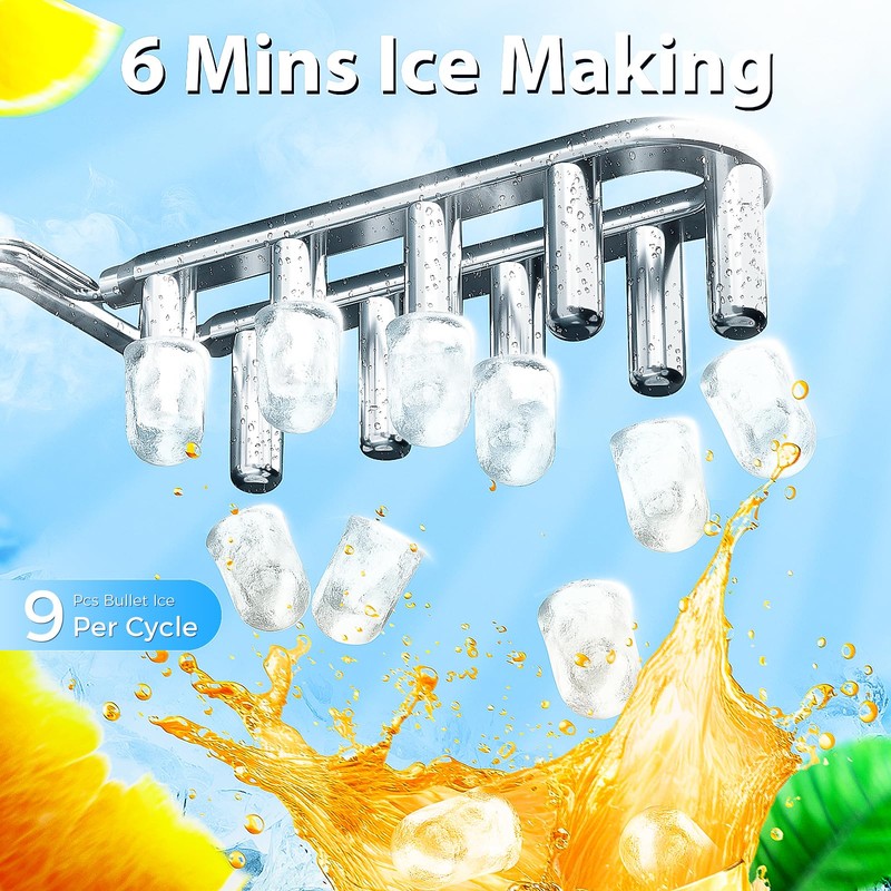 Antarctic Star Countertop Ice Maker，Portable Ice Makers with Self-Cleaning, Bullet