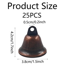 pson 25Pcs 1.7x1.5Inch Vintage Bronze Jingle Bells, Mini Bells Crafts for Dog Training, Door Decorations, Wind Chimes Making, Wedding, DIY Projects(Red Bronze)