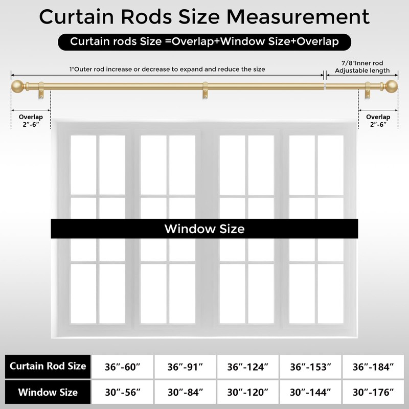 Extra Long Curtain Rods for Windows 72 to 144 Inch,
