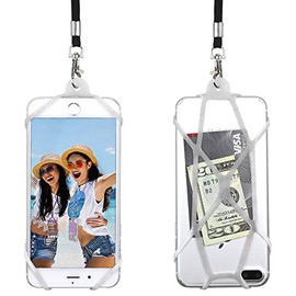 Gear Beast Universal Cell Phone Lanyard - Silicone Cell Phone Holder for Walking w/Neck ﻿Strap, Clear