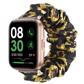 Compatible with ID208BT Smartwatch Bands, LamshawFabric Elastic Scrunchie Elastic Watch Band Women Cute Replacement Straps Compatible with GGZZ ID208/Tensky ID208/TMHAI ID208/AEAC ID208/Konitee ID208/Gydom ID208/VRPEFIT ID208BT Smartwatch(NOT ID207) (Sun