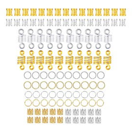 110Pcs Aluminum Hair Coil Dreadlocks Beads Metal Hair Cuffs Decorations Pendants Hair Braid Rings Cuffs Braiding Clips Accessories for Women Girls Men