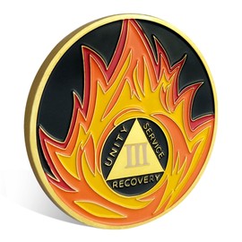 3 Year Sobriety Coin Flames Sobriety Chip AA Coins and Medallions Recovery Sobriety Gifts for Men Women