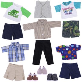 Ecore Fun 5 Sets Boy Doll Clothes and 3 Pairs of Shoes Fit for 18 Inch Boy Dolls Clothes Outfit Birthday Reward Gift for Kids