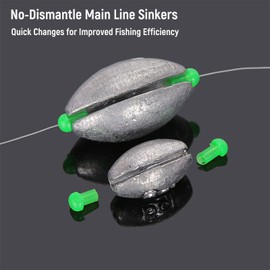Beatyarmy 25 Pcs Elliptical Sea Fishing Weights with Plastic Core, Drop Bass Weights Sinker Kit 8 Sizes, Casting Fishing Oval Sinkers,for Carp, River, Saltwater, Freshwater