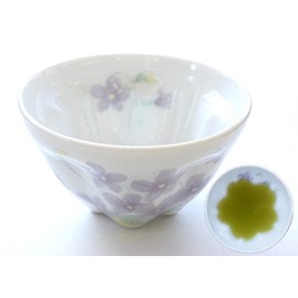 Mino Ware Teacup, Made in Japan, Stylish, Cute, Sparkling Cup, Violet Pattern, Sencha Bowl (Diameter x Height): Approx. 3.5 x 2.0 inches (9 x 5 cm)