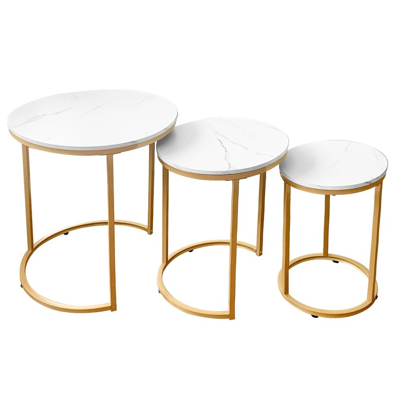 AT-VALY Nesting Tables Coffee Table Set of 3,Round Side Table