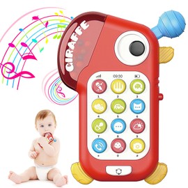 TENGEE Baby Toy, 0, 1, 2, Smartphone, Educational Toy, Popular, Birthday Gift, For Boys and Girls, 6 Months, 9 Months, Baby Cell Phone, Multifunctional, Light, Music (Red)