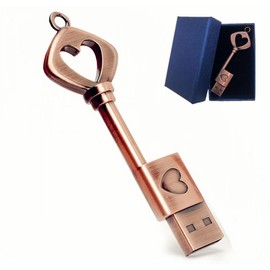 64GB USB 2.0 Flash Drive,Smozer Metal Love Heart Key Shaped USB Drive Thumb Drive USB Computer Memory Drive Nice Gifts for Wedding/Anniversary/Photography (64GB, 1 Pack with Gift Box)