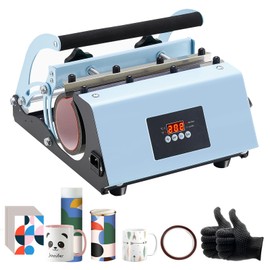 Happybuy Tumbler Heat Press Machine: 11-30oz Mug Press, Blue, Heats Up Fast & Evenly, Sublimation Tools Included.