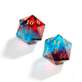 Yourandoll 2pcs Polyhedral Dice D20 Dice 20-Sided Resin Dice 22mm for Dungeons and Dragons, DND, TRPG, MTG and More Table Games (Red Blue)
