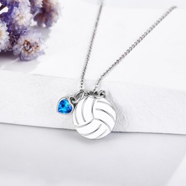 JERWLI Volleyball Necklace 925 Sterling Silver Volleyball Pendant Necklace Volleyball Jewelry Gifts For Volleyball Lovers Women