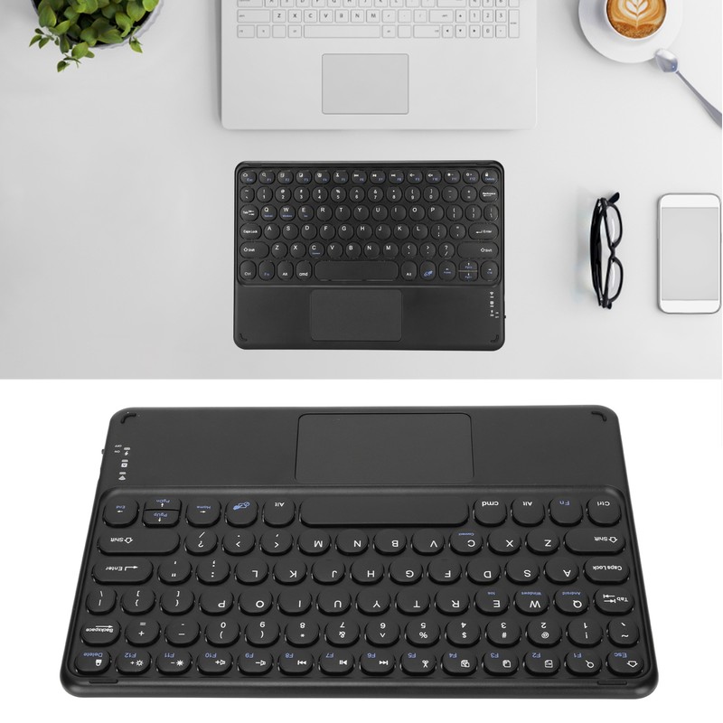 10in Wireless Bluetooth Touchpad Keyboard Retro Round Keycap Ergonomic Magnetic