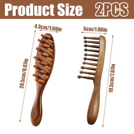 2 Pcs Loc Brush For Dreads,Loc Comb For Retwist,Wooden Scalp Massager,Natural Golden Sandalwood Comb,Practical Portable Massage Tools For Scalp Care And Hair Styling, Scraping Massage Tools