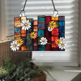 Daisy Book Window Hanging – Colorful Book Lover Sun Catcher Decor – Hanging Ornament Decor for Library, Reading Nook, or Home Window Decoration – Bibliophile Gift (Sun-12)