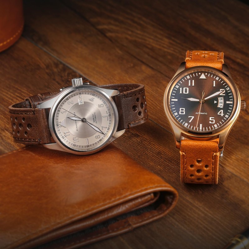 [hemsut h] Genuine Leather Watch Band, Perforated Design, Soft and
