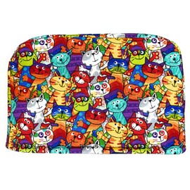 2 Slice Slot - Rainbow Red Orange Yellow Purple Blue Happy Cats Kittens Lover Gift Reversible Kitchen Toaster Appliance Dust Cover Cozy 11.5(l) x 7.5(h) x 5.5(w)