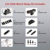 APIELE 12V 250A Winch Solenoid Relay Kit & Winch Rocker