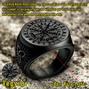 Black Compass Rings for Men Nordic Jewellery Stainless Steel Runic