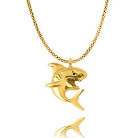 Gold Shark Necklace for Men Women Sea Ocean Animal Necklaces for Men Women Stainless Steel Fish Necklace to Shark Lovers Gifts to Boys Girls