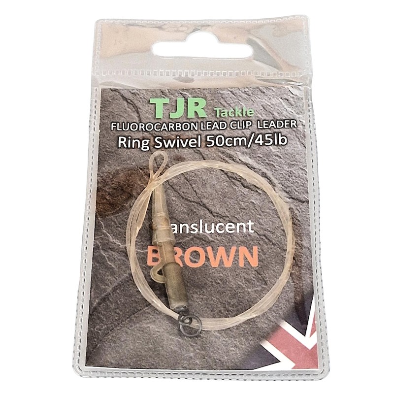 Twin pack 50cm fluorocarbon carp Leaders Carp safety lead Clips