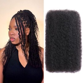 Afro Kinkys Bulk Human Hair -16 Inch 50g 4c Kinky Curly Bundles Human Braiding Hair For Mini Twist/Dreadlocks Extensions/Braids/Locs (1B, 16 Inch(Pack of 1))