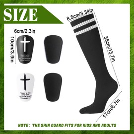 Jspupifip 2 Pairs Mini Soccer Shin Guards Christian Faith with 2 Pairs Soccer Socks, 3.9 x 2.3 Inches Cross Small Shin Guards for Kids