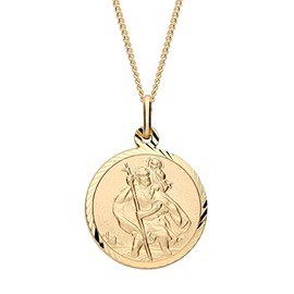 Old English Jewellers 9ct Gold on Silver St Christopher Pendant Necklace 16 18 20" Chain Diamond Cut (0)