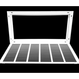 30" X 10" Steel Return Air Filter Grille for 1" Filter - Easy Plastic Tabs for Removable Face/Door - HVAC Duct Cover - Flat Stamped Face -White [Outer Dimensions: 31.75w X 11.75h]