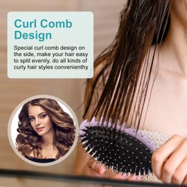 Boperzi Curly Hair Brush, Curl Brush, Boar Bristle Hair Brush Styling Brush, 2024 New Curly Hair Brush for Detangling for Combing Men and Women (Purple)