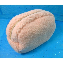 Space NK Pink Teddy / Faux Sherpa / Cotton Makeup Bag Cosmetic Travel Pouch