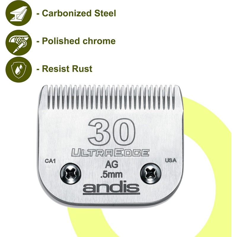 Andis Carbon-Infused Steel UltraEdge Dog Clipper Blade, Size-30, 1/50-Inch Cut