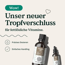 Nature Love NATURE LOVE® Vitamin K2 MK7-200µg - 1700 Tropfen (50ml) - Höchster all-trans-Gehalt 99,7+% - Hochwertig: K2VITAL® von Kappa - gelöst in MCT Kokos-Öl - Hochdosiert, vegan & in Deutschland produziert