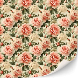 TexturKontor 3 Sheets Self-Adhesive Wallpaper for Dollhouses Scale 1:12 Modern Wallpaper Art Deco Wallpaper Artdeco Wallpaper (Rose Wall), 00003